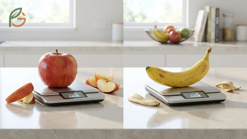 Banana vs apple calories comparison reveals apples have fewer calories per 100g but similar counts per medium fruit.