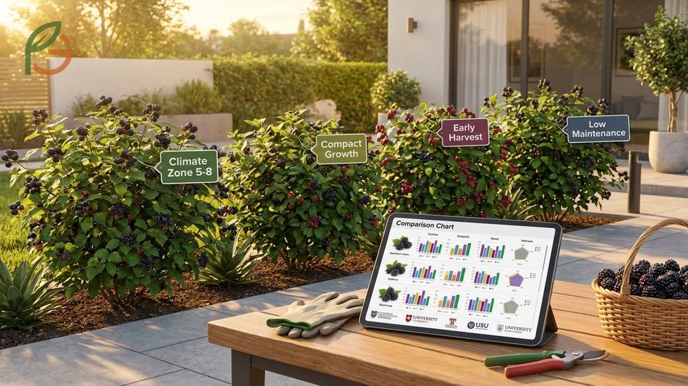 Best blackberry cultivars vary by climate needs with Triple Crown for yield and Chester for cold hardiness.