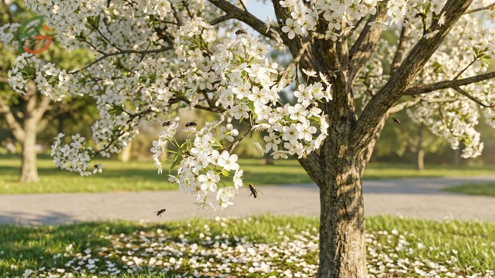 Bradford pear tree smell caused by volatile amines that mimic decaying matter to attract specific pollinators.