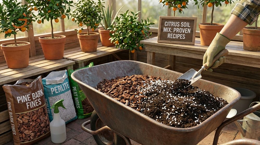 Citrus soil mix proven recipes including the 5-1-1 formula for fast drainage and healthy citrus roots.