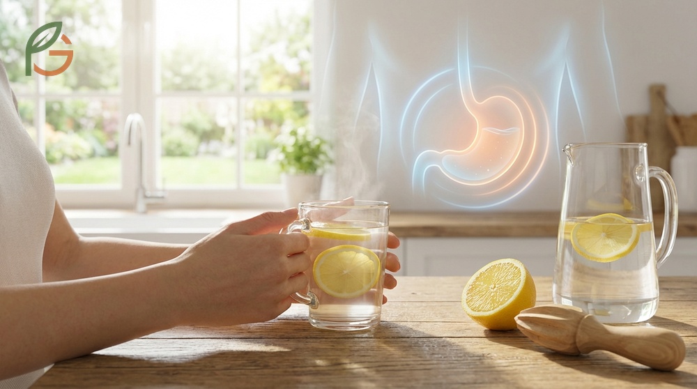 Lemon water aids digestion by stimulating gastric acid production to break down food efficiently before meals.