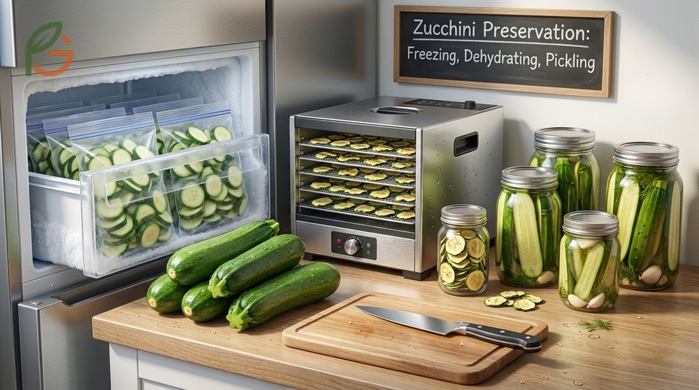 Extend zucchini freshness using long-term preservation techniques such as freezing blanching and dehydrating.