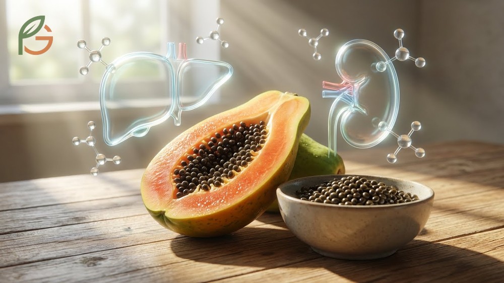 Health benefits of papaya seeds include protecting liver function and reducing inflammation with high levels of antioxidants.