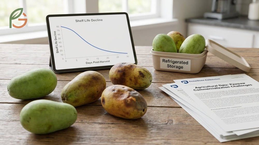 Pawpaw shelf life challenges showing fruit lasts only 3 days at room temperature but longer with proper refrigeration.