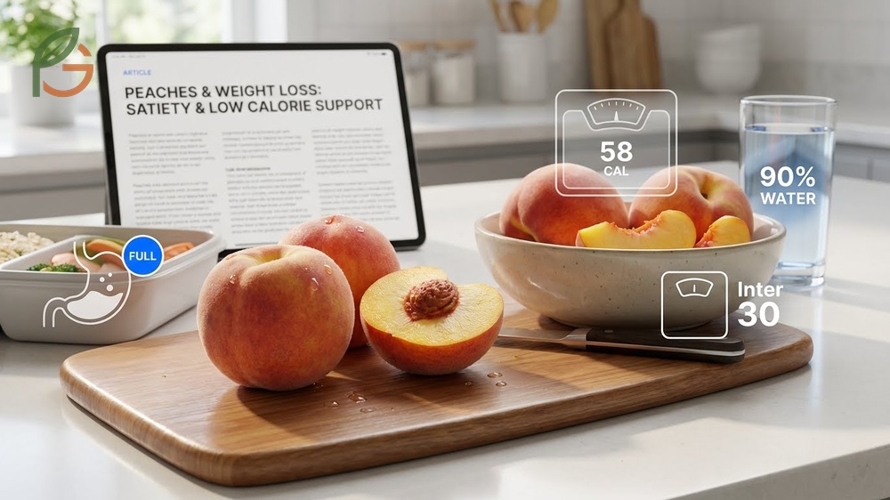 Are peaches good for weight loss explanation citing 58 calories and 90 percent water content for high satiety.