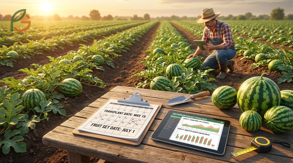 Watermelon harvest timing varies by variety with most types needing 80 to 100 days to reach full maturity.