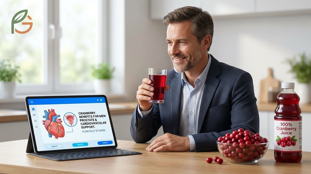 What does cranberry juice do for men highlighting prostate and cardiovascular improvements.