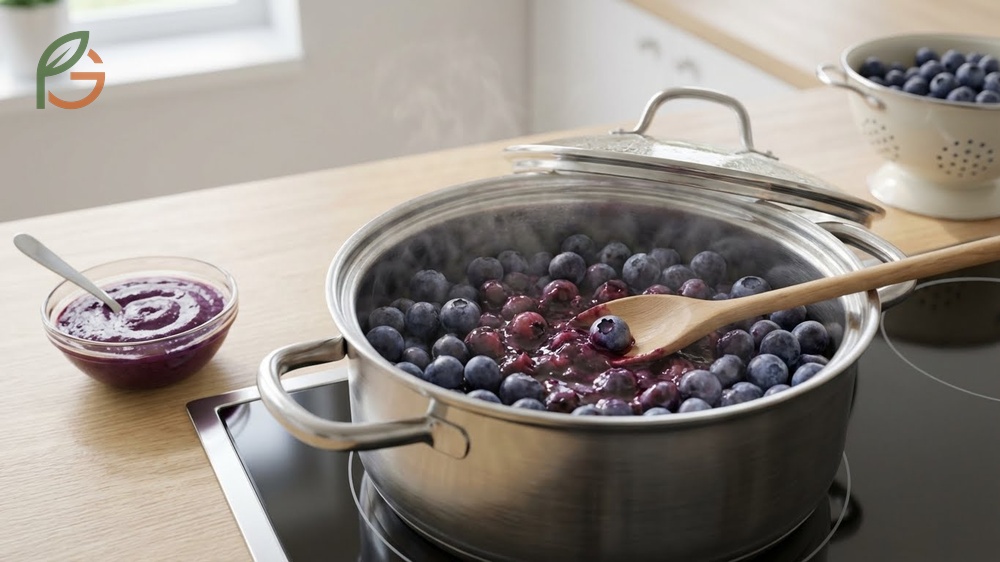 How to cook blueberries for baby using steaming or simmering methods for 5 to 10 minutes to soften skins.