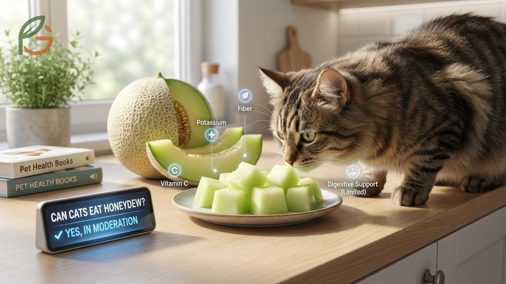 Can cats eat honeydew melon nutritional breakdown showing vitamin C and fiber content for digestive support.