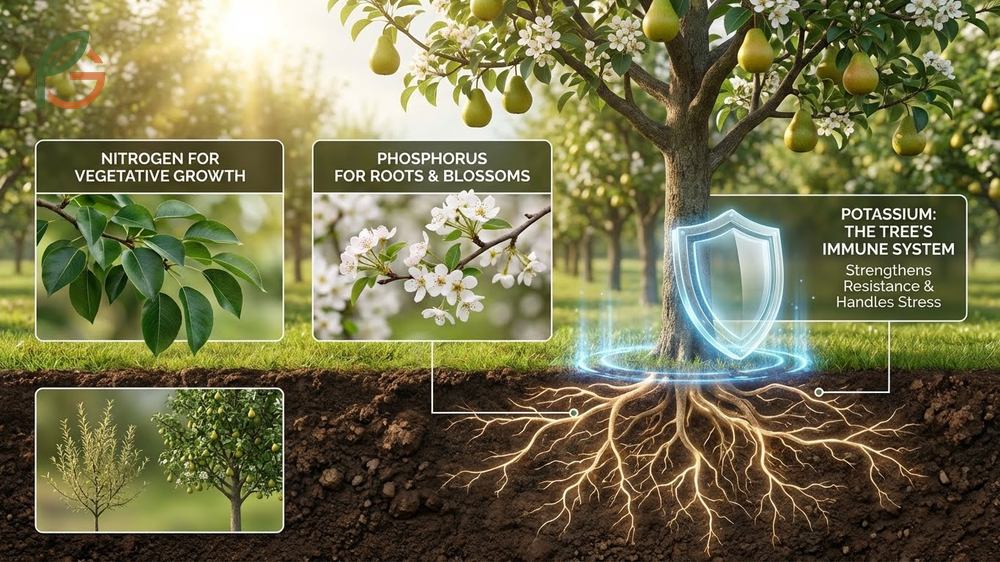 Pear tree nutrition relies on essential micronutrients like zinc and boron to prevent deficiency symptoms in leaves.