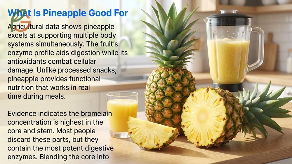 What is pineapple good for regarding digestive health and reducing inflammation with potent bromelain enzymes.