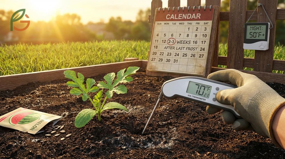 When to plant watermelon requires soil temperatures to reach at least 60 degrees F and typically 2 weeks after the last frost.