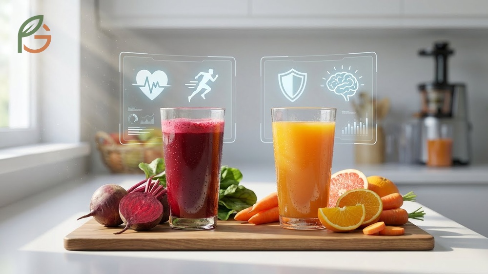Nutritional profile comparison showing calorie counts and sugar levels to determine which juice is healthier for you.