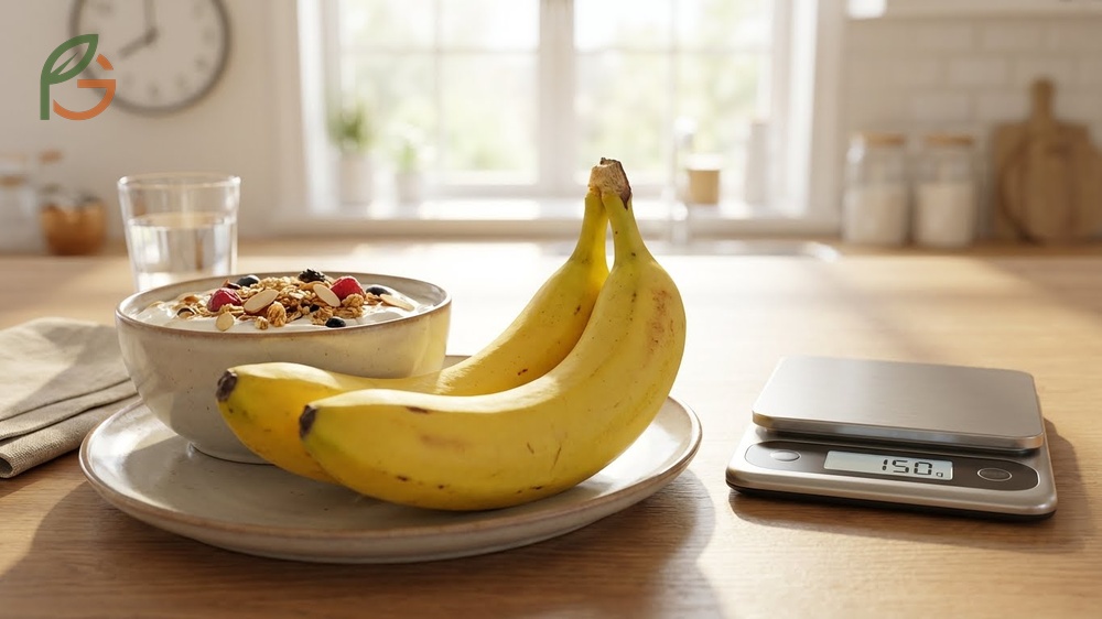 Banana serving size for weight loss suggests eating one medium banana at breakfast to control hunger effectively.