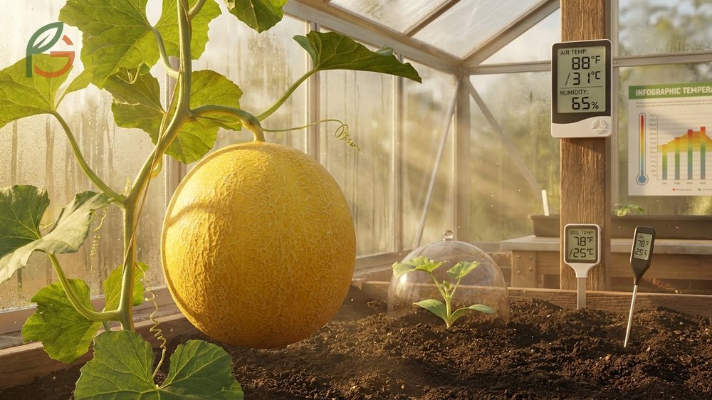 Golden melon characteristics require soil temperatures above 70 degrees Fahrenheit for optimal growth.