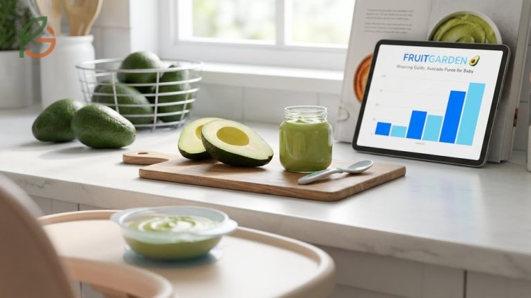How to make avocado puree for baby served in a bowl as a nutritious first food containing healthy fats and fiber for weaning infants.