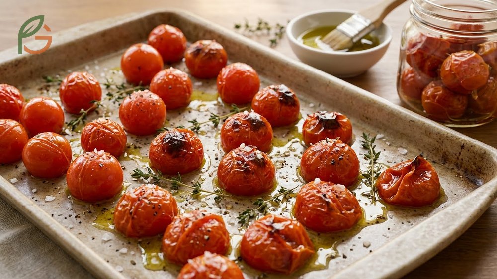 How to roast cherry tomatoes in the oven or air fryer to concentrate sugars and create intense flavor.