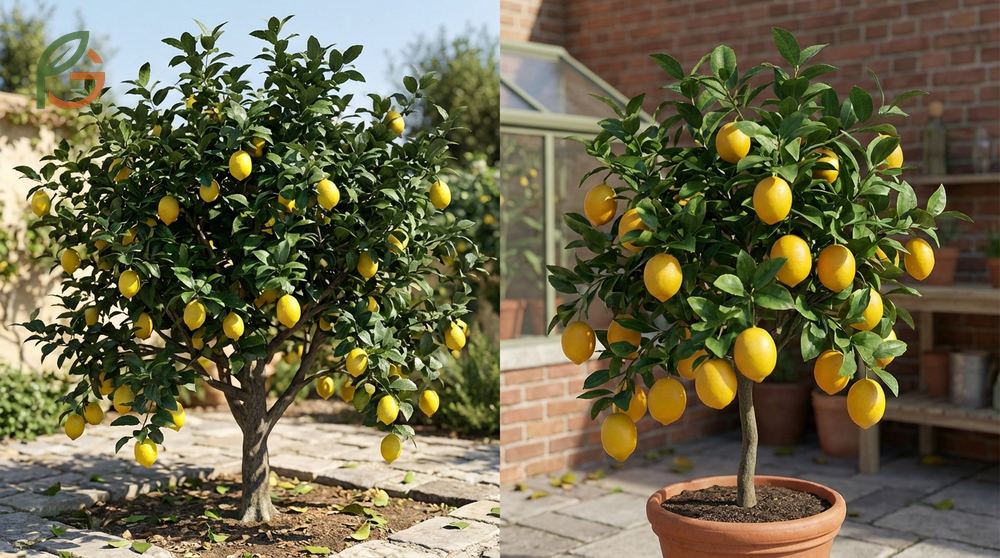 Meyer vs Eureka lemon growth habits show Eureka trees reaching 12 feet while compact Meyers stay under 10 feet.