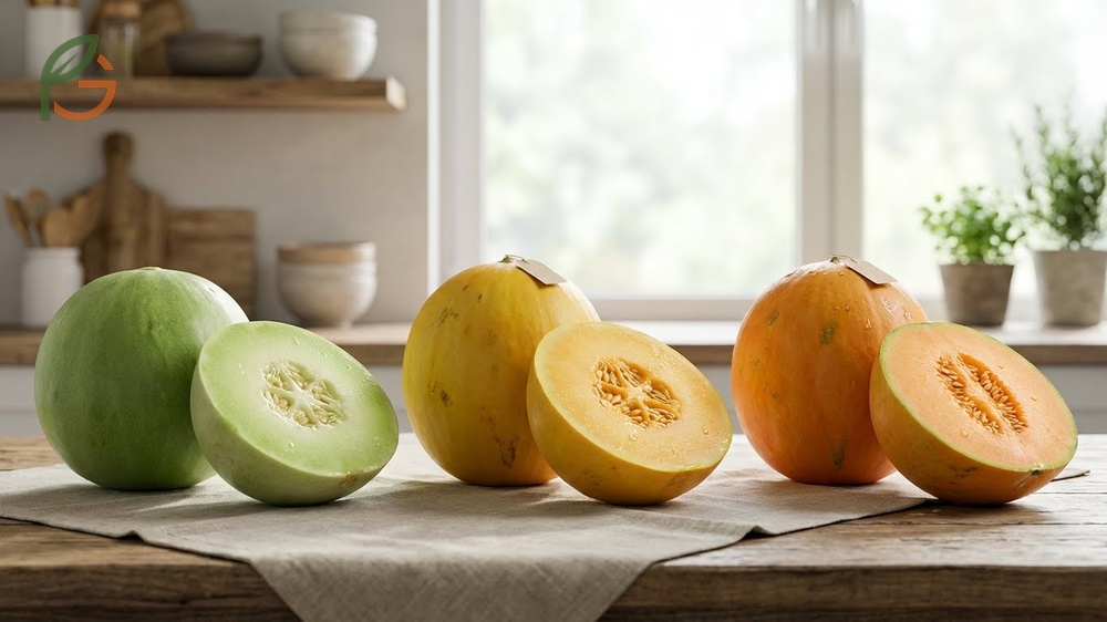 Honeydew variety types including green, golden, and orange fleshed melons for different market needs.