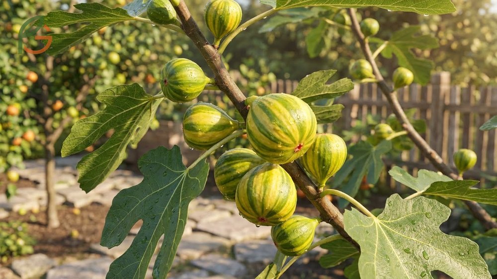 Tiger Panache fig origins showing the unique striped mutation that distinguishes this variety from common figs.
