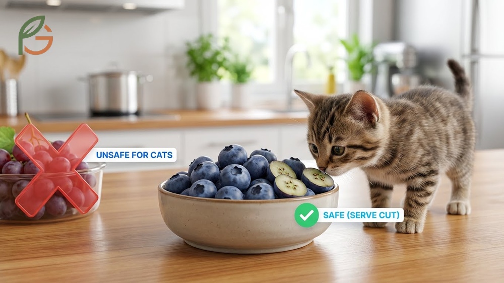 Are blueberries safe for cats analysis confirming they pose no toxic threat unlike grapes or raisins.