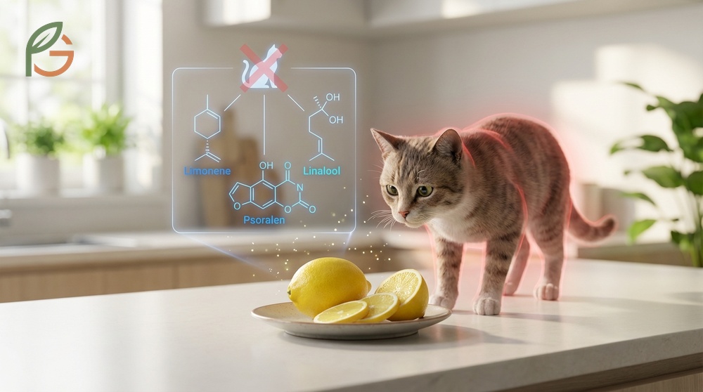 Are lemons toxic to cats explanation detailing the risks of essential oils like limonene and psoralens.