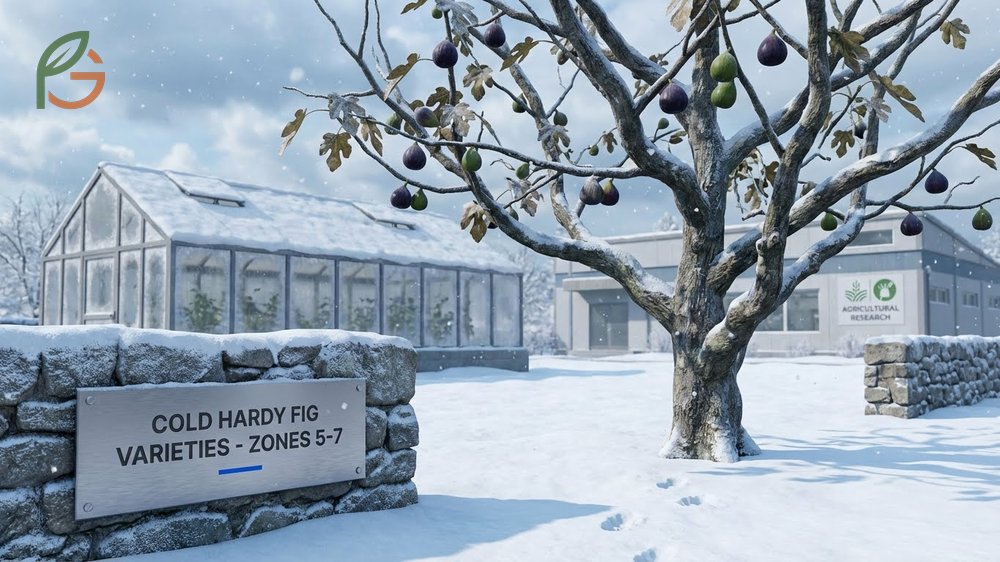 Cold hardy fig tree varieties like Chicago Hardy surviving in a northern garden despite harsh winter temperatures.