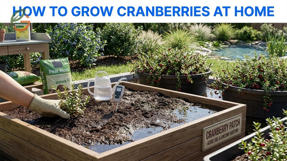 How to grow cranberries at home by choosing a location with 6 to 8 hours of full sun exposure daily.