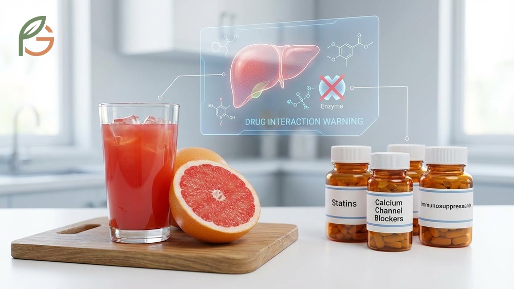 Important precautions exist regarding grapefruit juice interactions with medications like statins and channel blockers.