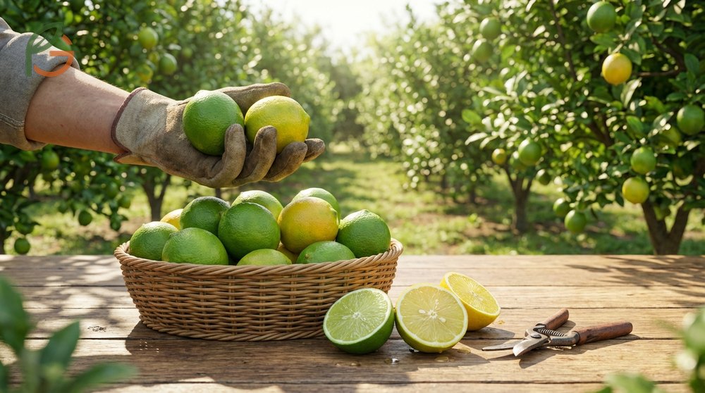 A direct comparison of bright green limes and yellow limes to show different flavor profiles.
