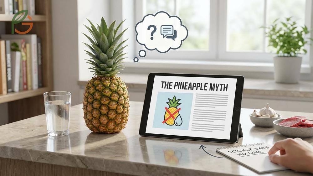 Fresh pineapple slices often associated with popular myths about improving the taste of bodily fluids.