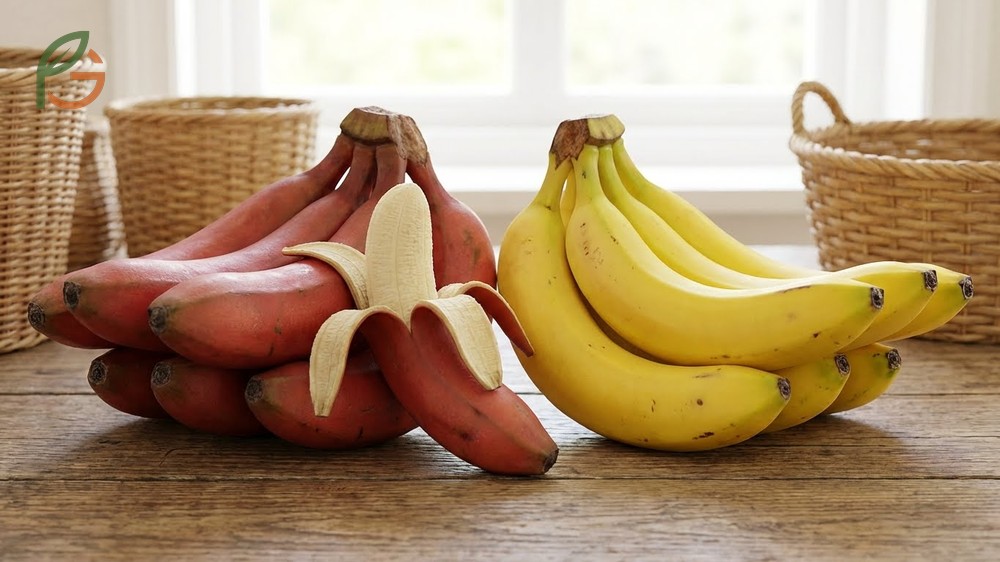 Red banana vs yellow varieties reveals a lower glycemic index of 45 which helps manage blood sugar levels effectively.