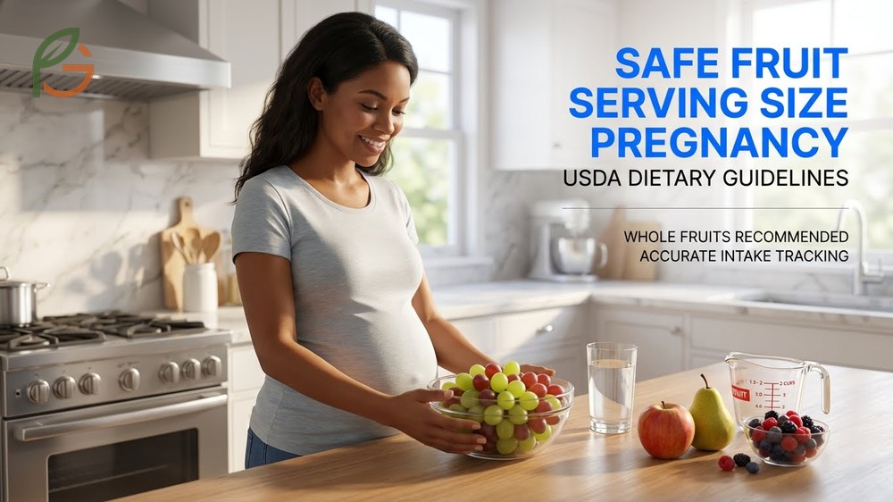 Safe fruit serving size pregnancy guidelines recommending one to two cups daily.