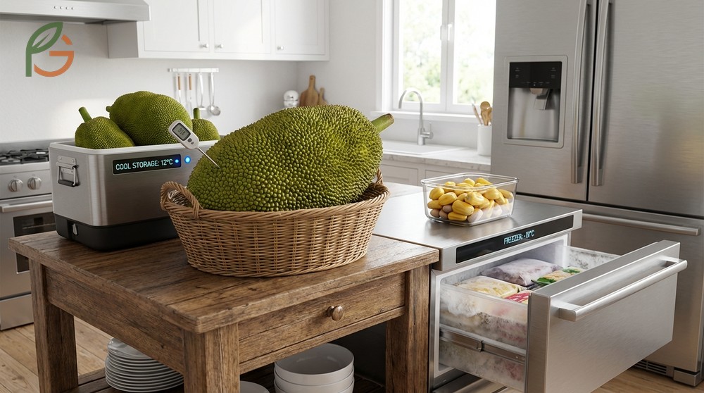 How to store jackfruit requires keeping unripe fruit at fifty five degrees to prevent chilling injury and brown spots.