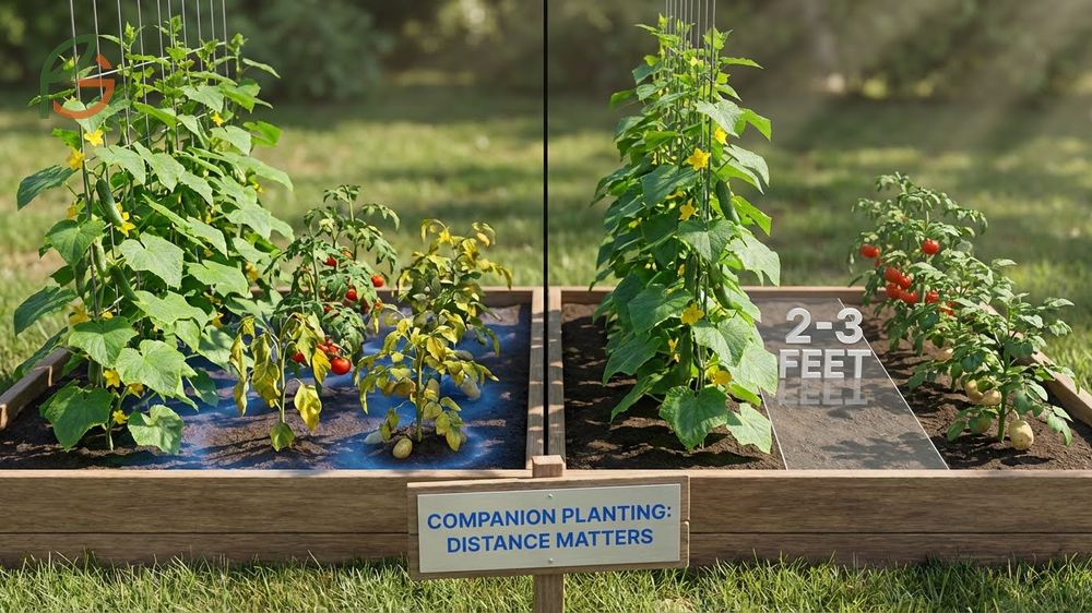 What not to plant next to cucumbers due to allelopathic effects from black walnut trees and sunflowers within root zones.