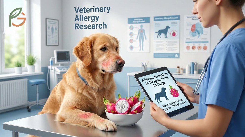Allergic reaction to dragon fruit in dogs showing signs like skin redness or digestive upset after consuming new foods.