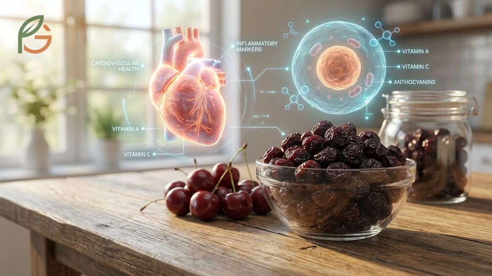 Dried cherries benefits for heart health come from 150mg potassium per serving that helps regulate blood pressure naturally.