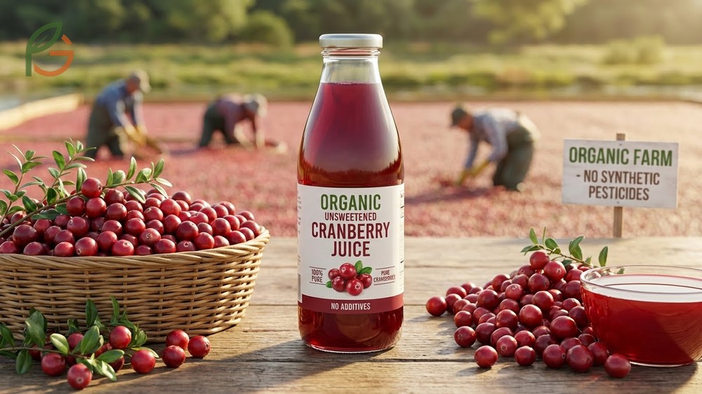 Pure cranberry juice unsweetened organic contains 100 percent cranberries with no synthetic additives or GMOs.