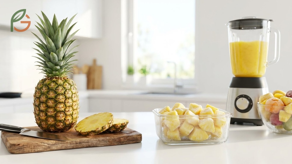 Can you freeze pineapple chunks to maintain nutritional value and create a creamy texture for smoothies.