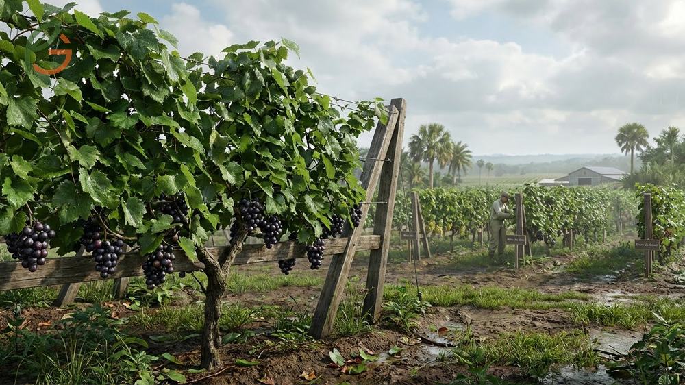 Growing grapes in Florida selecting disease resistant muscadine varieties for success in humid subtropical weather.