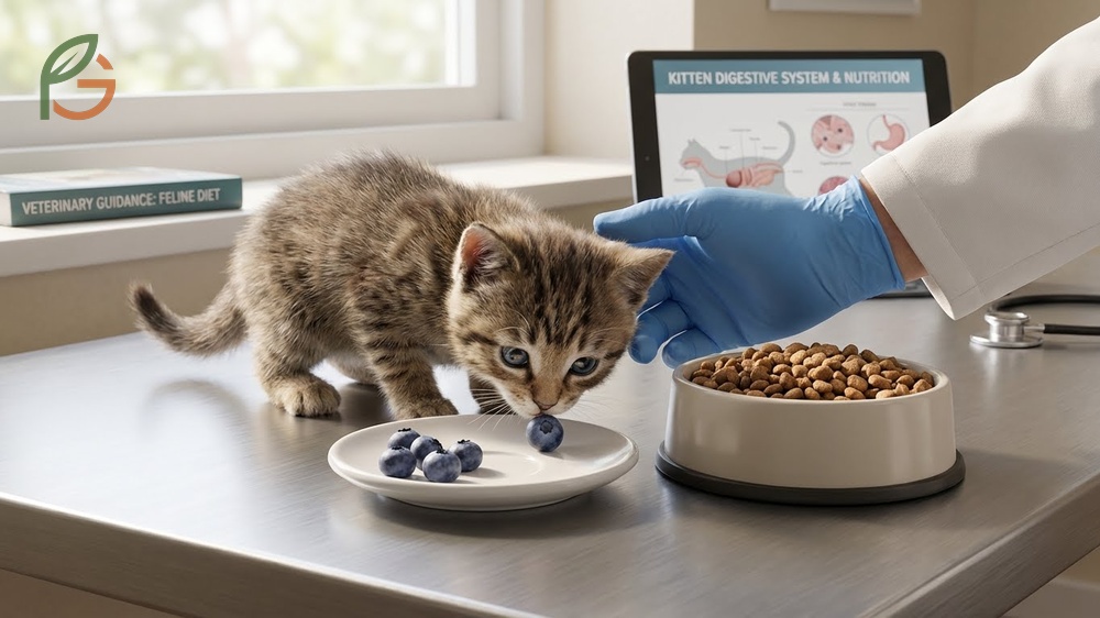 Can kittens eat blueberries advice recommending caution due to their developing sensitive digestive systems.