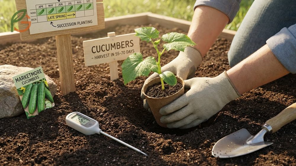 Using a thermometer to ensure garden soil is at least 60 degrees Fahrenheit before planting.