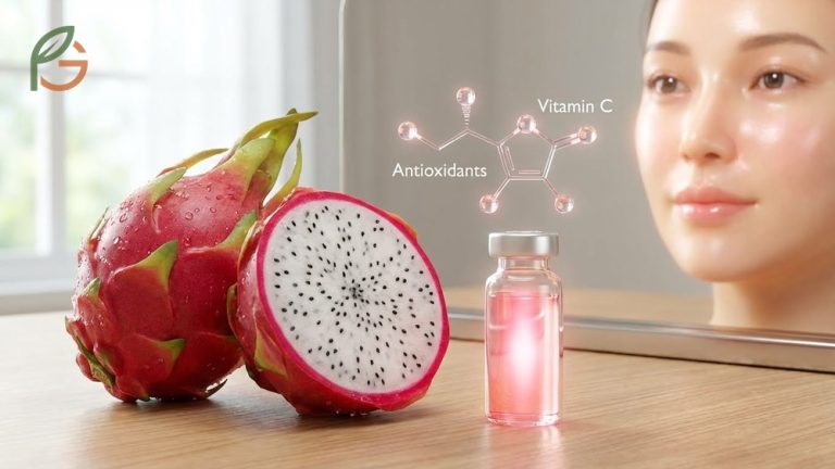 Dragon fruit benefits for skin utilizing antioxidants and vitamin C to boost collagen production and reduce aging signs.