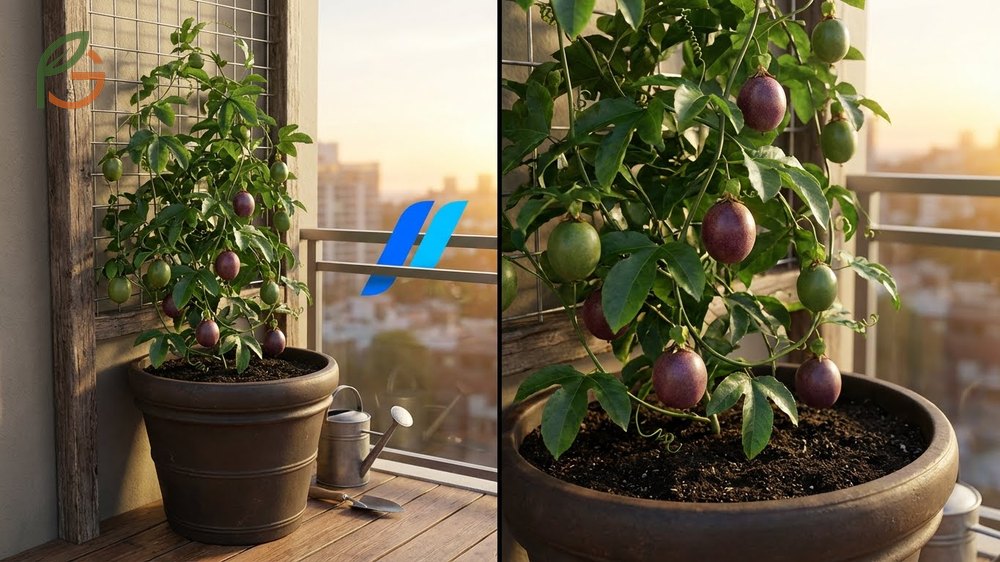 Growing passion fruit in pots successfully with tips on 20-inch containers and trellis support for 20ft growth.