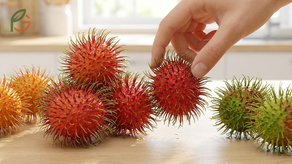 How to tell if rambutan is ripe using reliable indicators like vibrant uniform coloring and plump spinterns.