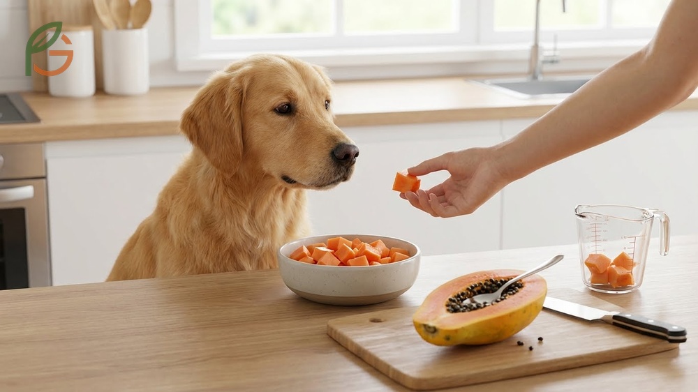 Is papaya safe for dogs when seeds are removed to avoid cyanogenic glycosides and choking hazards.