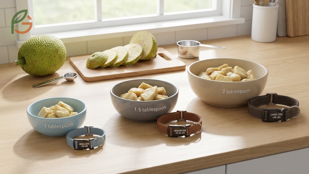 Safe serving size of breadfruit for dogs based on weight to prevent digestive upset.