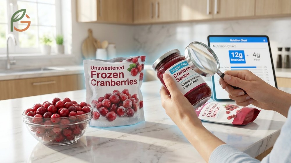 Sugar free cranberries using unsweetened frozen berries and erythritol for keto friendly sauces and baking.