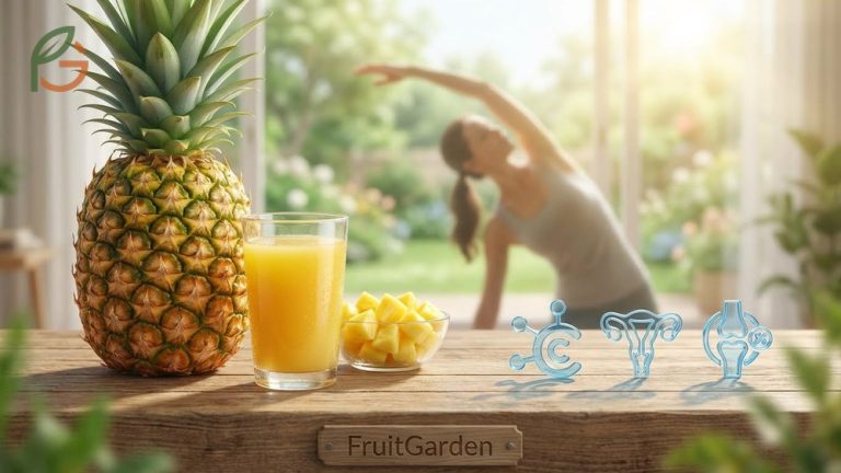 One cup of fresh pineapple chunks providing essential vitamin C and manganese for women health goals.