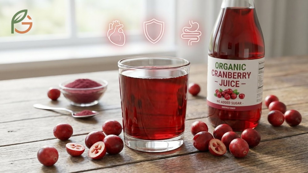 Benefits of organic cranberry juice include cardiovascular support and reduced pesticide exposure for better health.